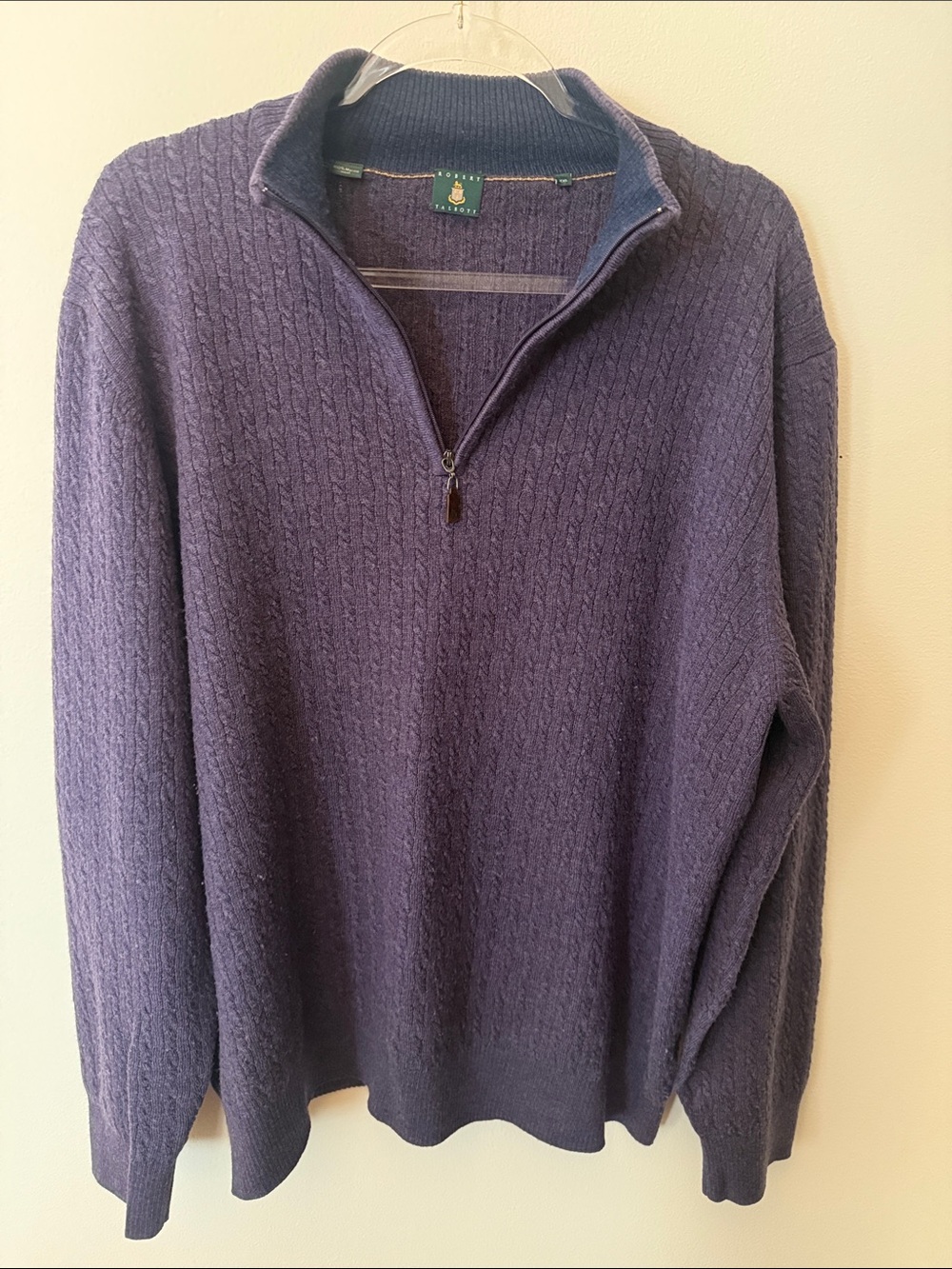Robert Talbott purple Cable-Knit Half-Zip Sweater
